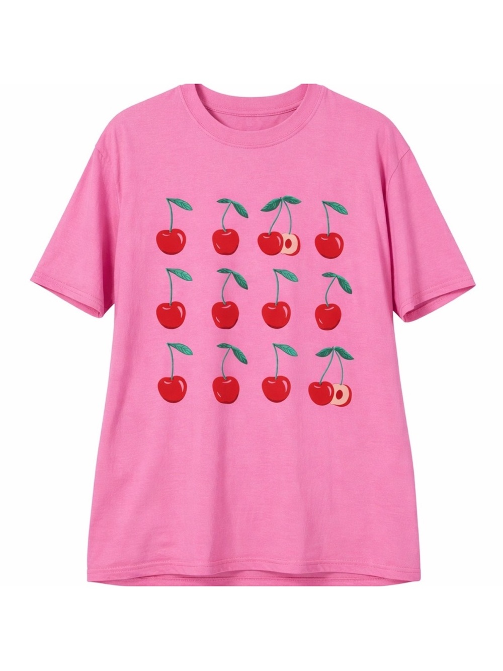 Sweet Claire Pink Cherry Graphic T-Shirt Cute Summer Aesthetic Y2K Fruit Tee